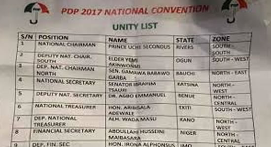 PDP Convention: ‘Unity List’ Sweeps Elective Positions
