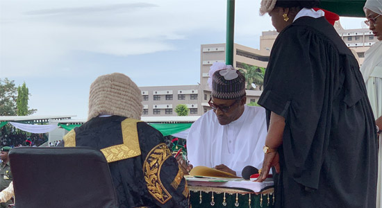 Acting Chief Justice Of Nigeria Swears-In Buhari, Osinbajo At Eagle Square