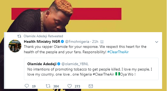 Ministry Of Health Parleys Olamide After "Wo" Video Criticism