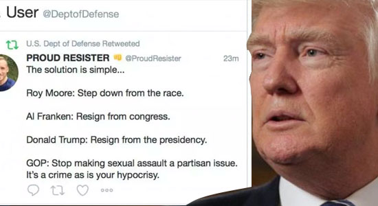 Pentagon 'Erroneously' Retweets Post Urging Trump To Resign 